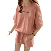 Ins trendy fashion women cotton casual relaxed crop t shirt clothing shorts tracksuit two-piece set